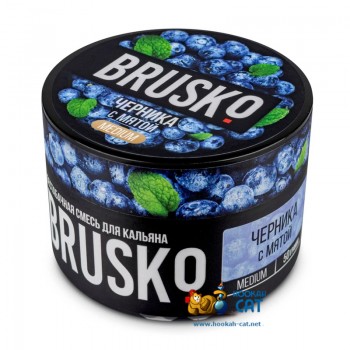 Бестабачная смесь для кальяна Brusko Medium Черника с Мятой (Бруско Медиум) 50г