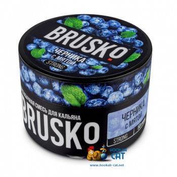 Бестабачная смесь для кальяна Brusko Strong Черника с Мятой (Бруско Стронг) 50г